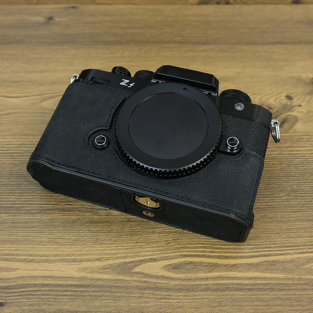 For Nikon Z f Genuine Cow Leather Protective Bottom Case Half Camera Cover with Battery Opening For Nikon Z f Genuine Cow Leather Protective Bottom Case Half Camera Cover with Battery Opening